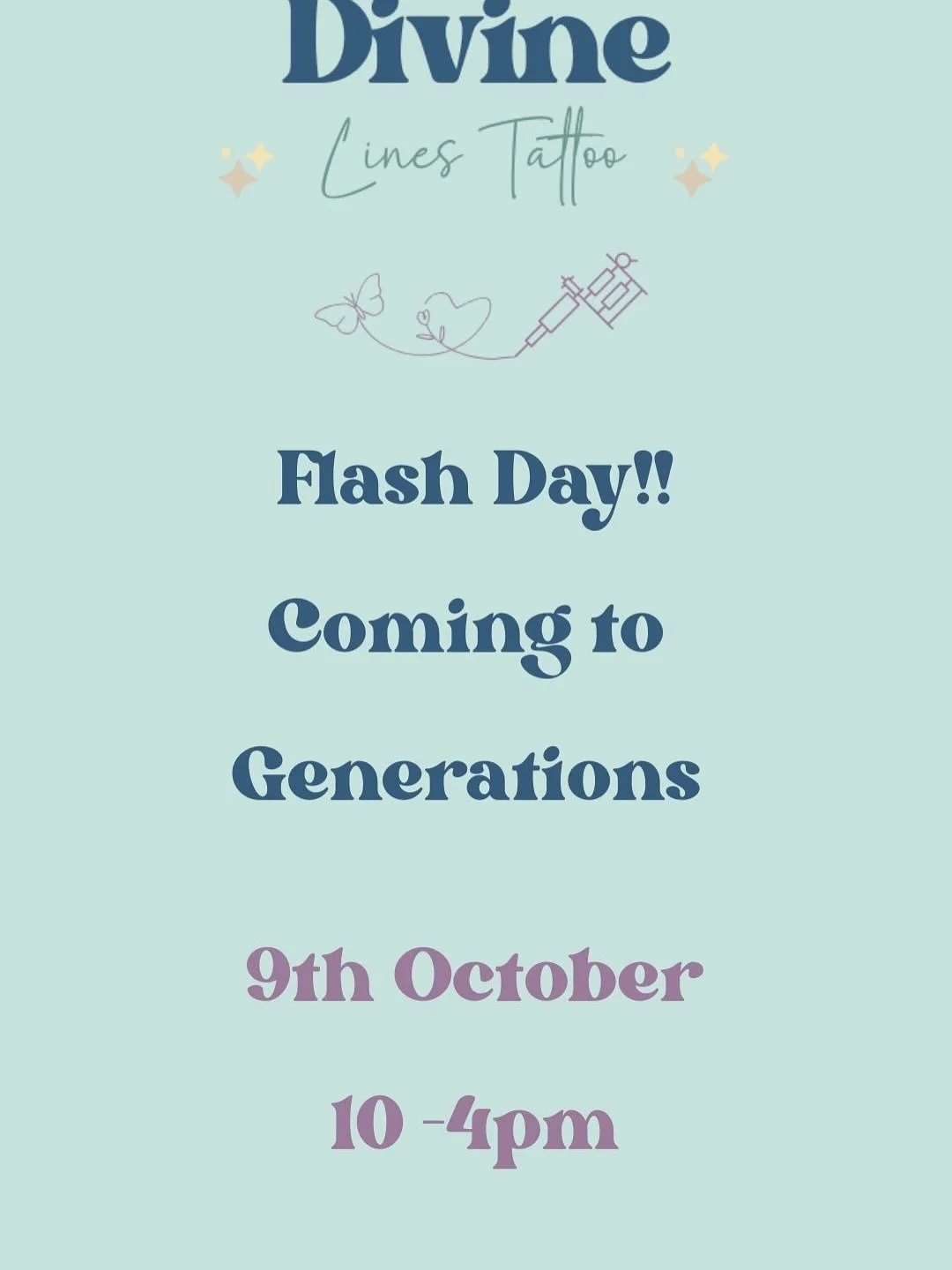 ✨FLASH TATTOO DAY @ Generations✨

We&rsquo;re mixing things up&hellip; Tattoos are coming to Generations! 🎉

🔥 Special discounted tattoos &ndash; one day only
⚡ Limited spaces available &ndash; once they&rsquo;re gone, they&rsquo;re gone!

📍 At Ge