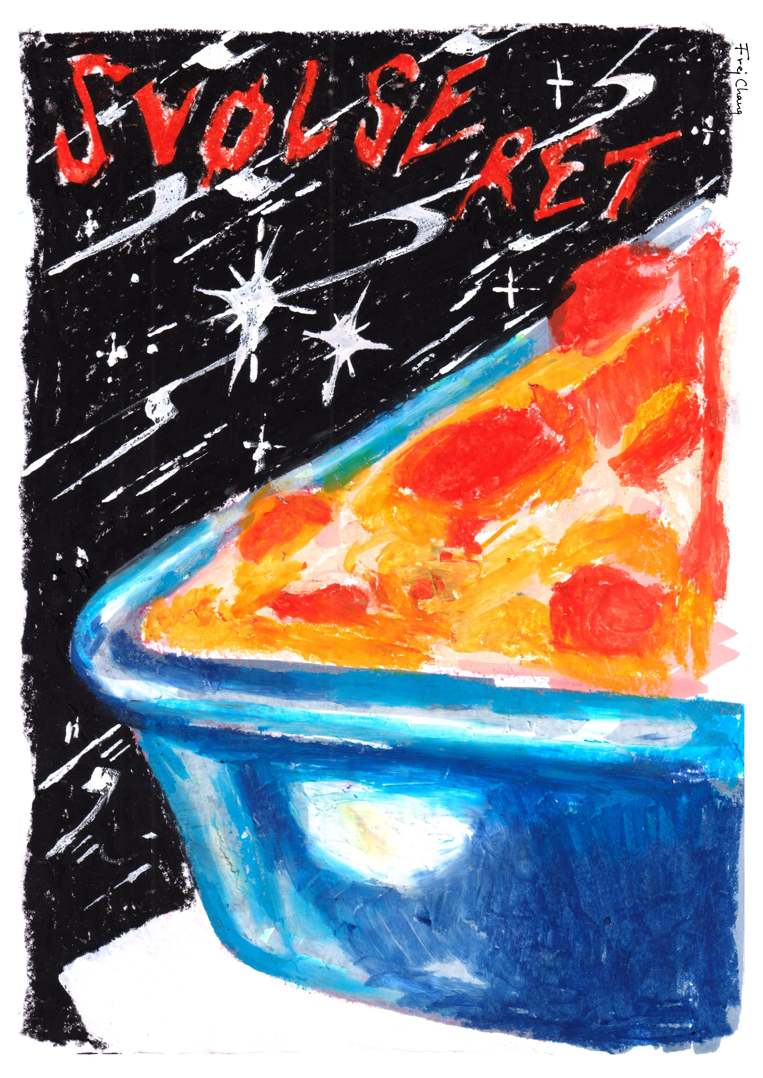 Cafeteria Illustration / Oil Pastel