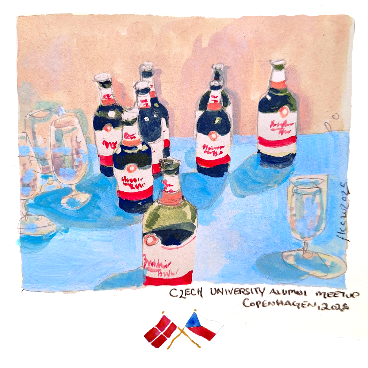 Painting from Prague University Alumni Event / Gouache Painting