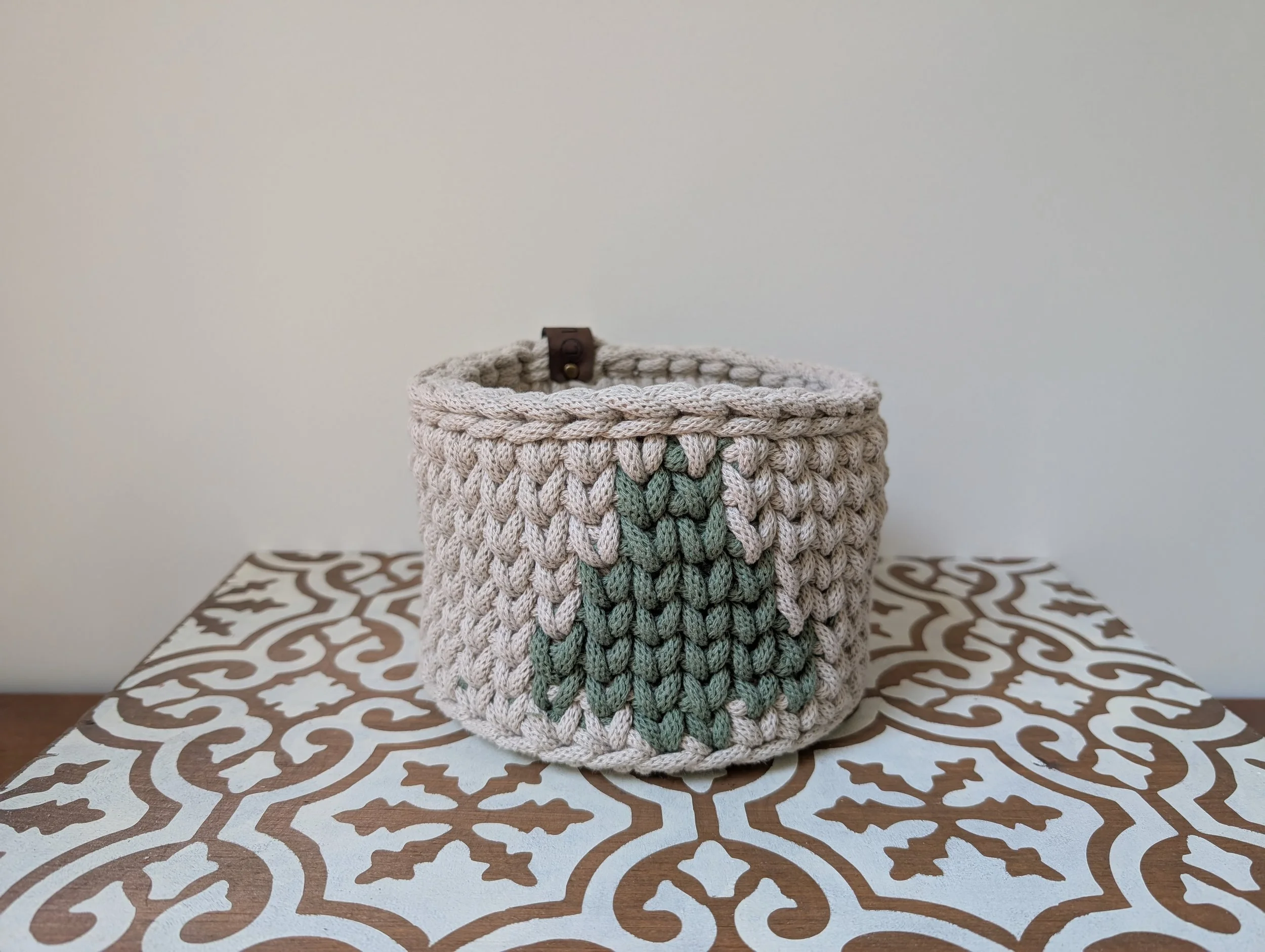 Tan with Green Tree Basket