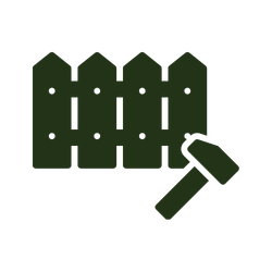 Illustration of a wooden fence with a hammer.