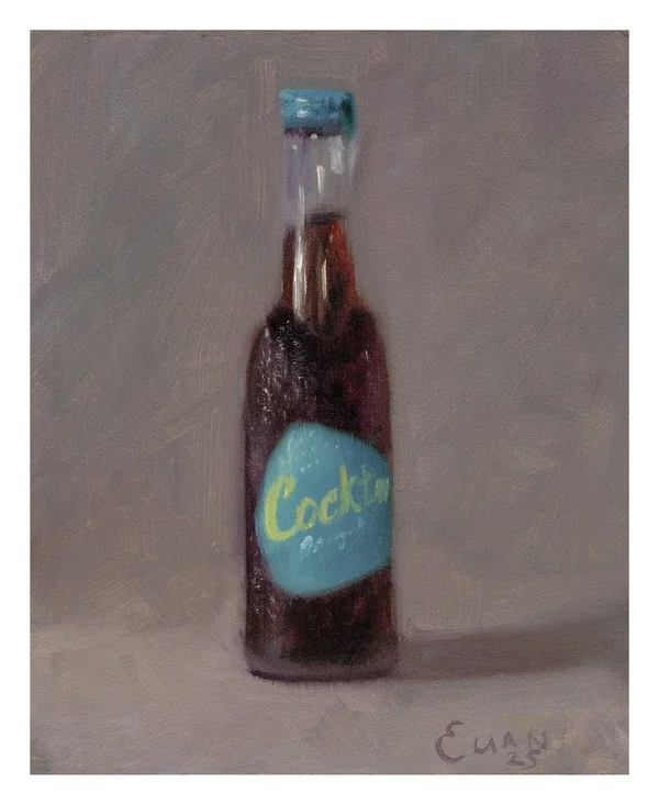 Oil painting of a Cockta bottle by Euan Wardle