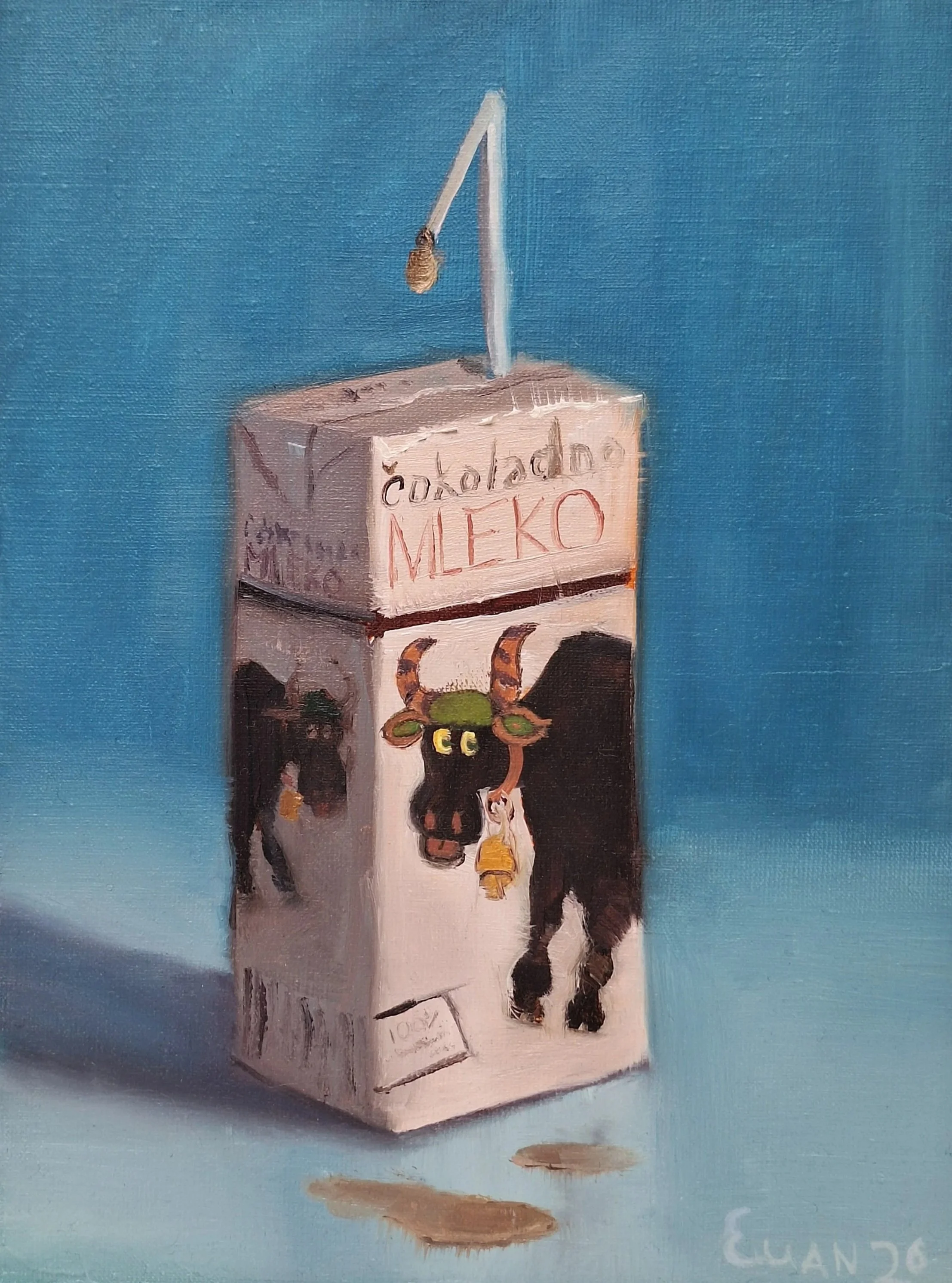 "Čokoladno mleko" - Oil on gessoed board, 18x24cm, 160 EUR