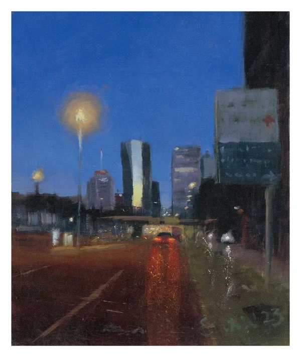 Oil painting of a Dunajska Street by Euan Wardle