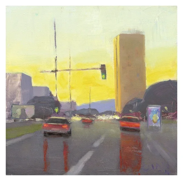 Oil painting of Celovška street by Euan Wardle