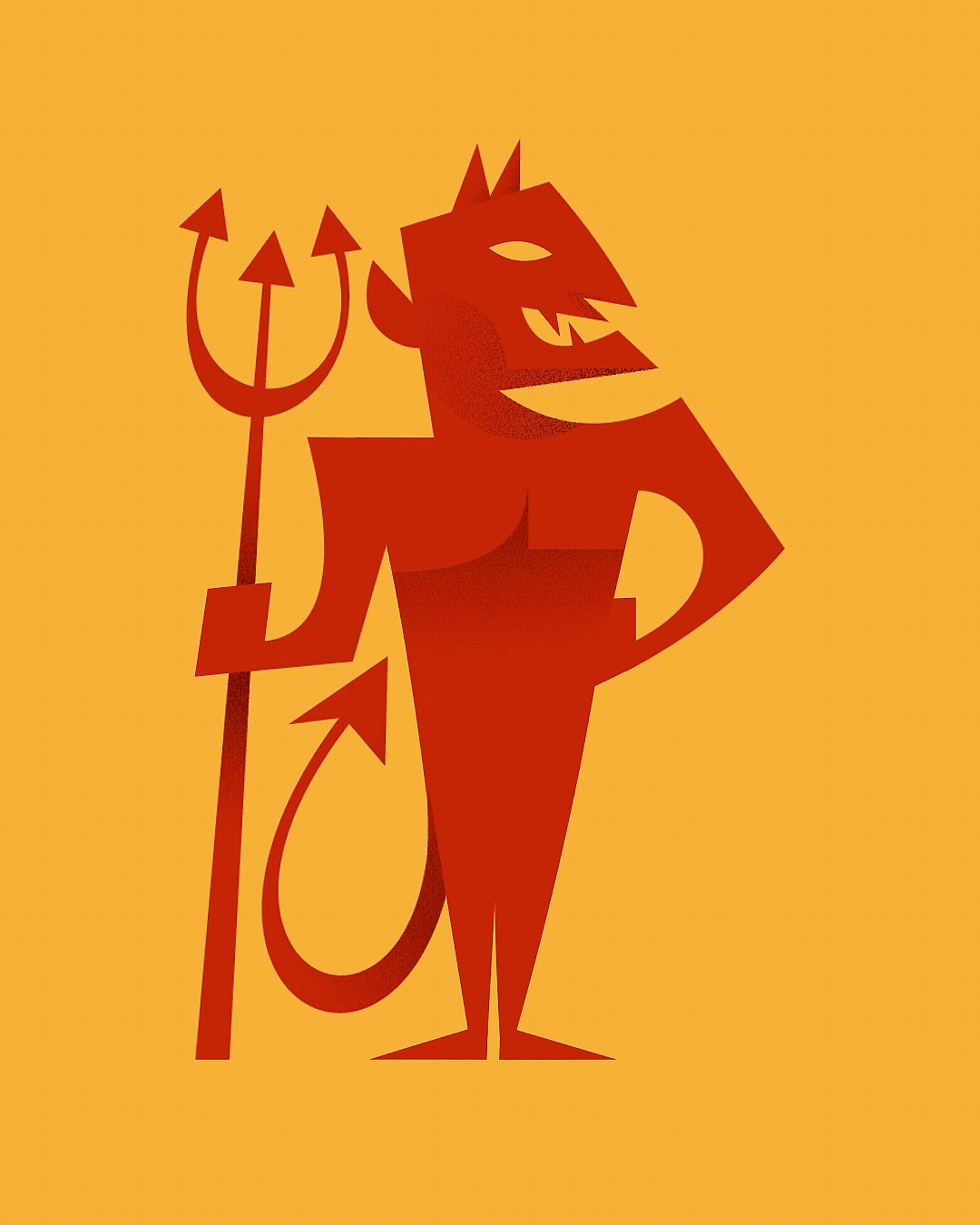 A red devil kicking a football.