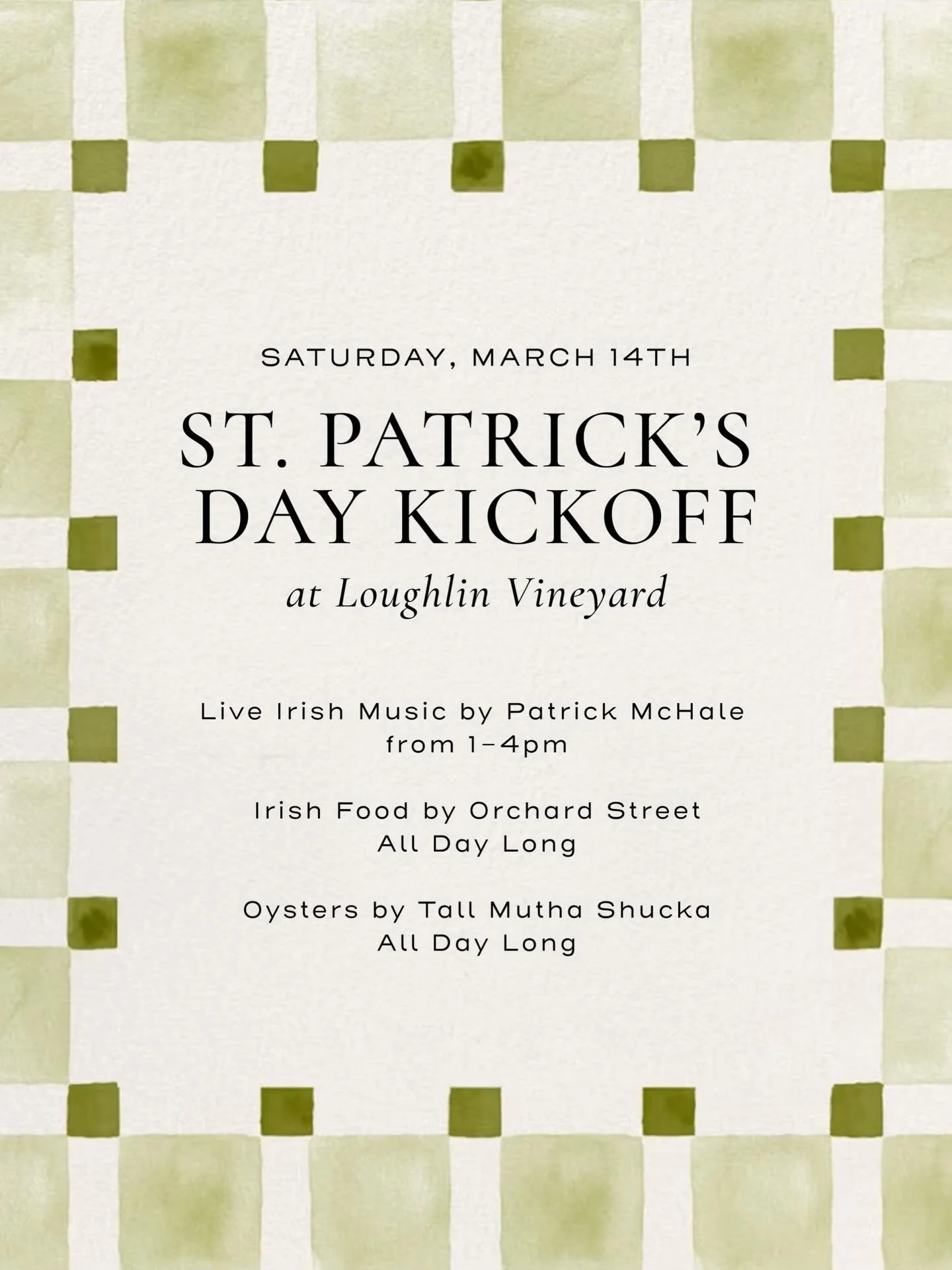 today&rsquo;s the day! Live Irish music by @patrickmchalemusic, an Irish inspired venue by @orchardstreeteats and oysters by @tallmuthashucka. 

Live music starts from 1 to 4 PM ☘️