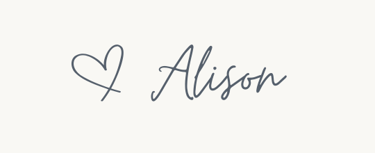 Alison in cursive with a heart