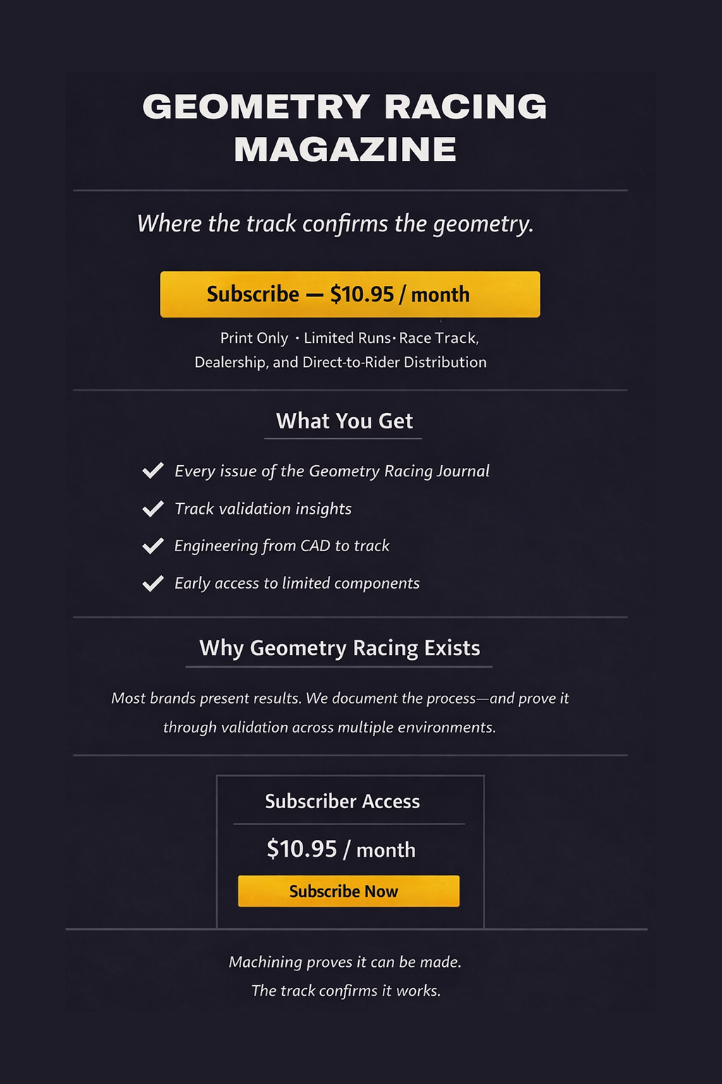 GEOMETRY RACING MAGAZINE SUBSCRIPTION