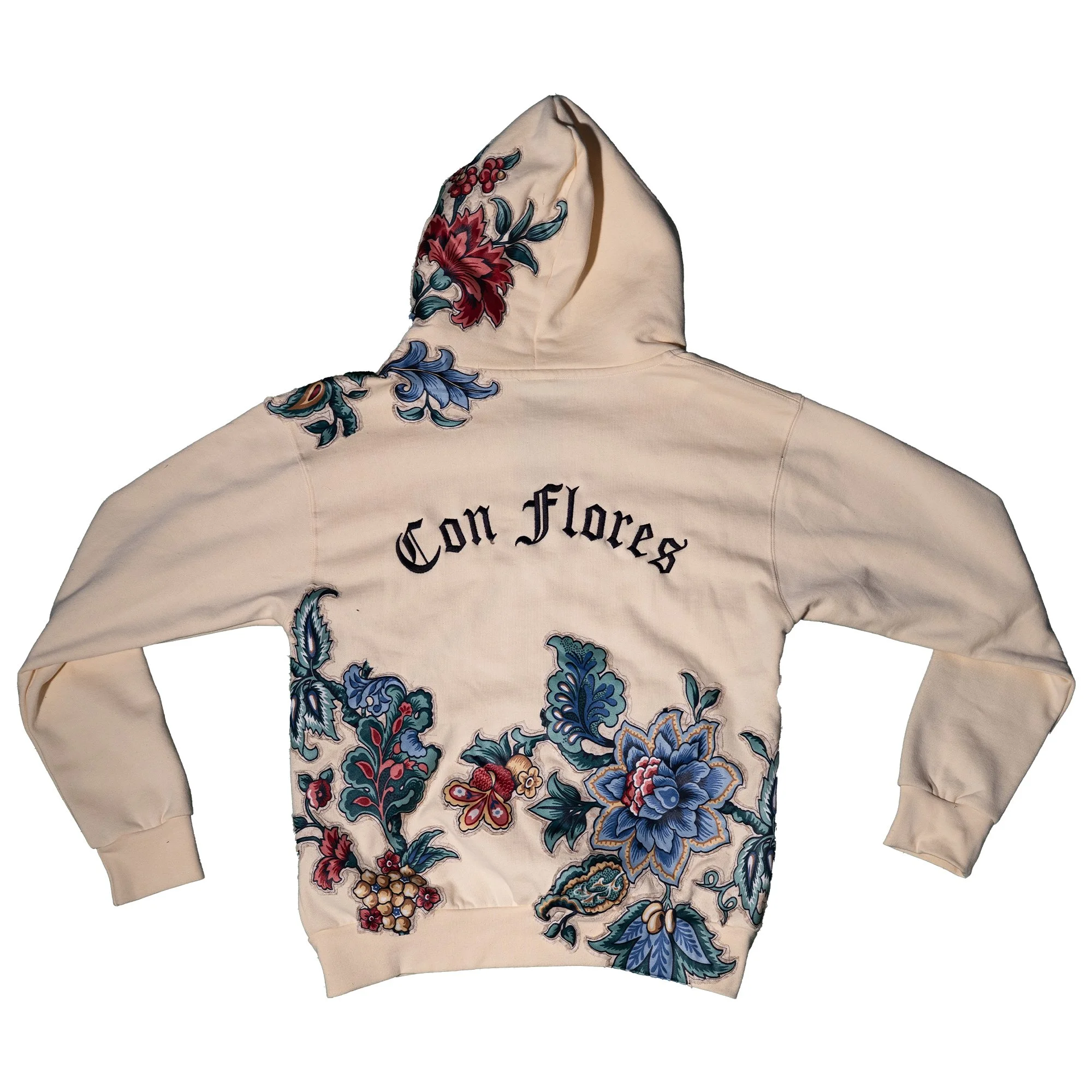 Con Flores Appliqué Zip up Hoodie