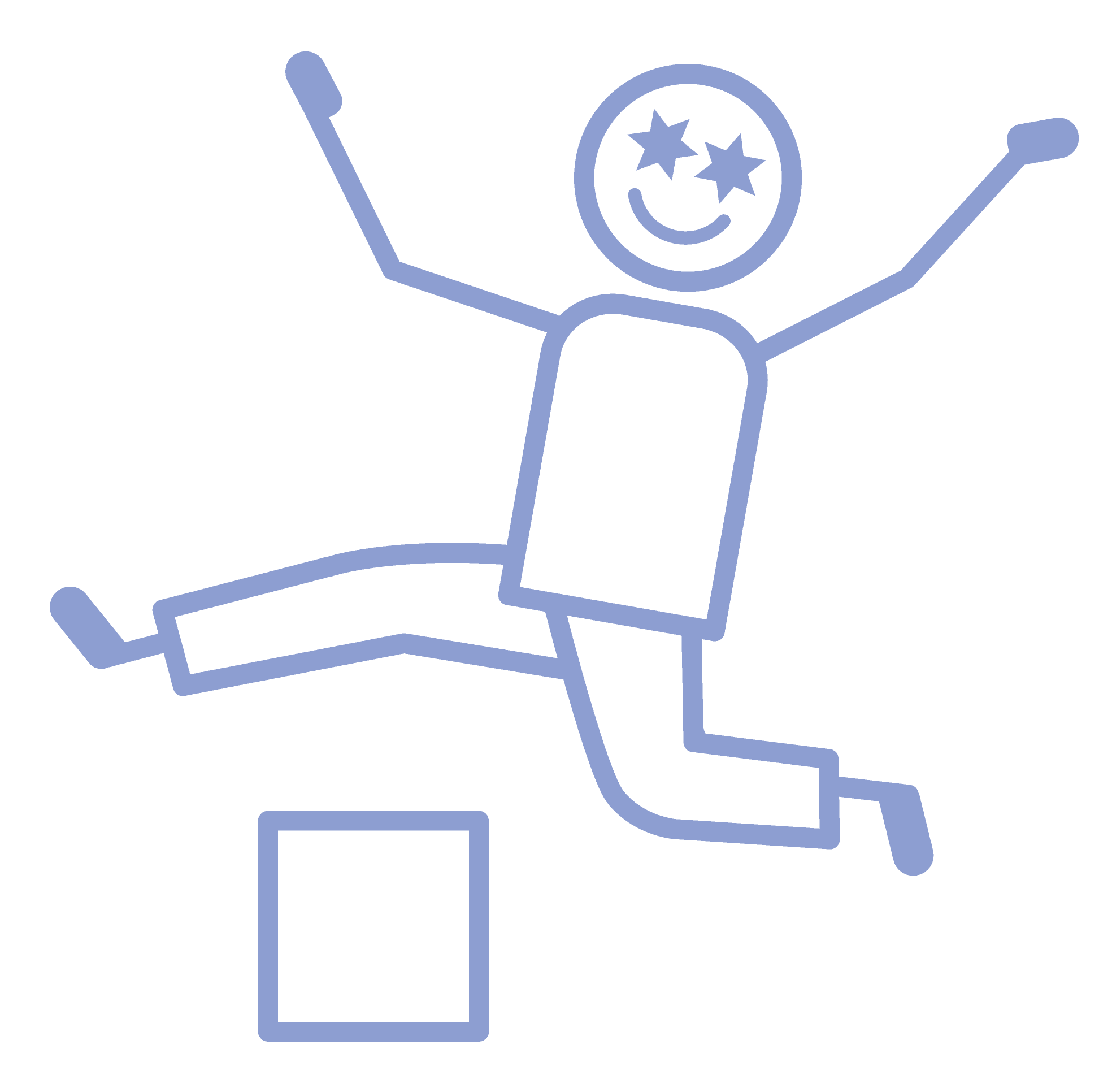 tekening kind sprint over blok