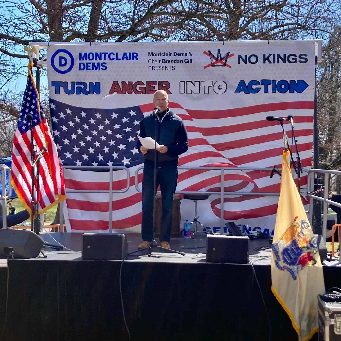 Let&rsquo;s Turn Anger Into Action. No Kings. Get Engaged at montclairdems.com/getengaged, volunteer, donate, speak up. Thanks to all who came out on this spring&rsquo;s first winter day. @montclairdems @indivisibleteam