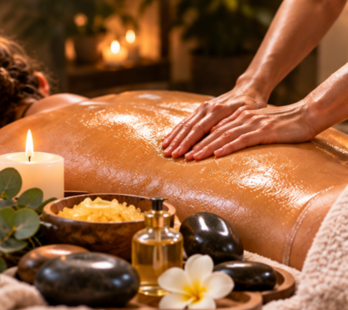 Can add stones, cupping, aromatherapy, redlight therapy to massage for ultimate relaxation, paraffin, mud wrap, detox wrap, parafango, moisturizing wrap, hot towels, salt scrub, body treatment, serenity, and massage spa experience.