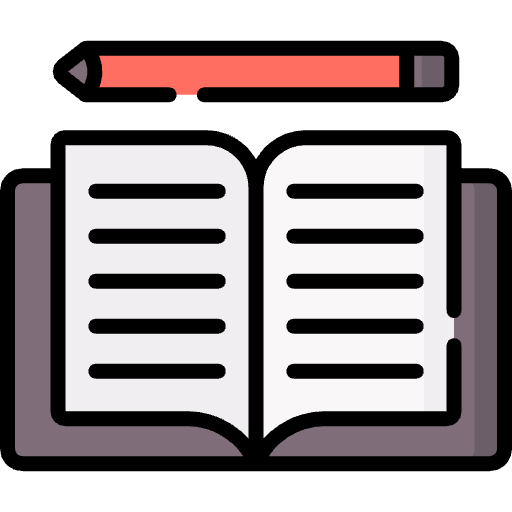Illustration of an open book with a red pencil on top