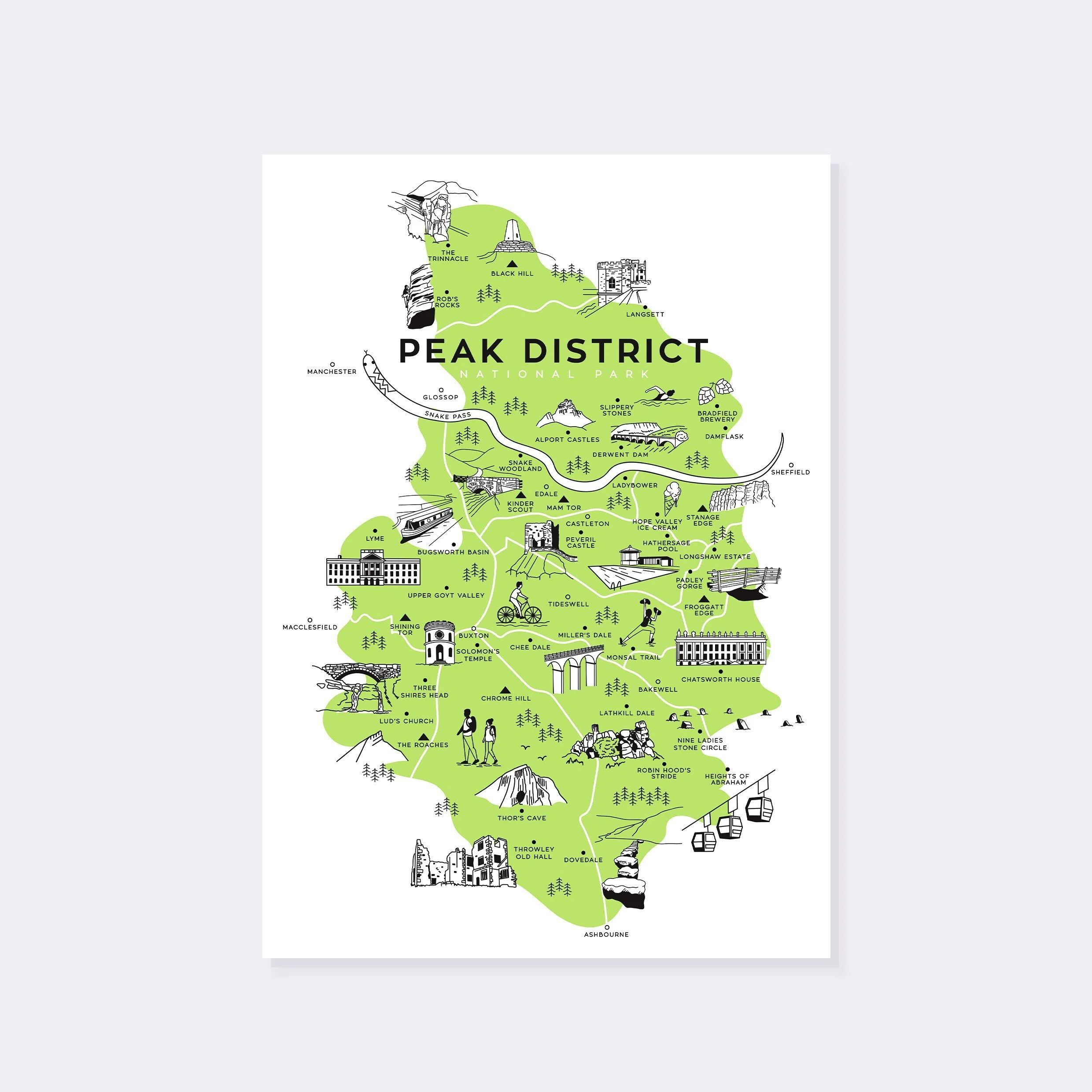 Peak District National Park A3 Print Map