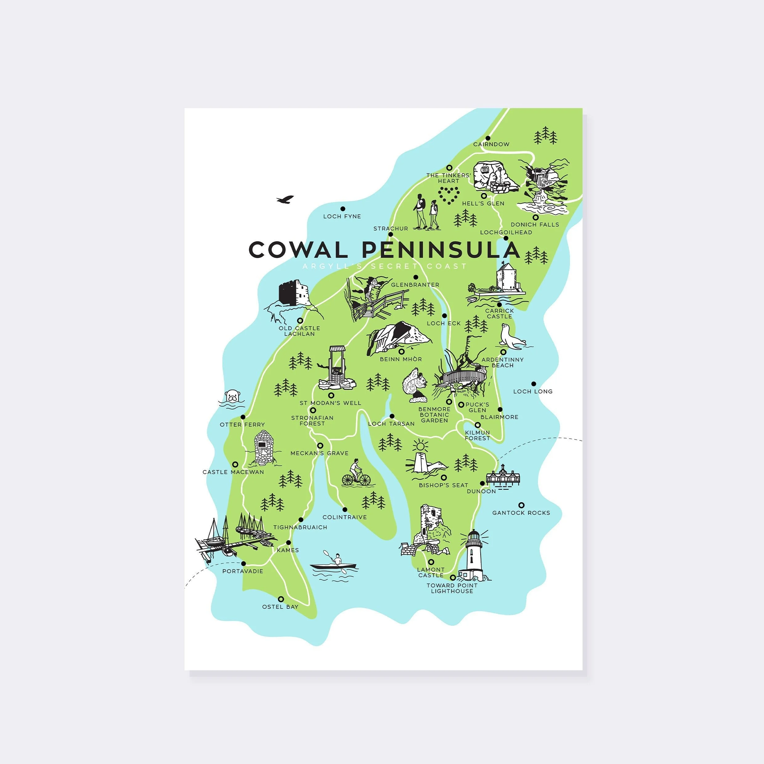 Cowal Peninsula A3 Print Map