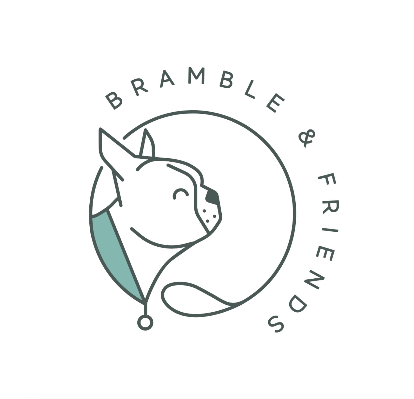 Line drawing of a unicorn with a stethoscope around its neck, surrounded by circular text that reads 'Bramble & Fern D'START'.