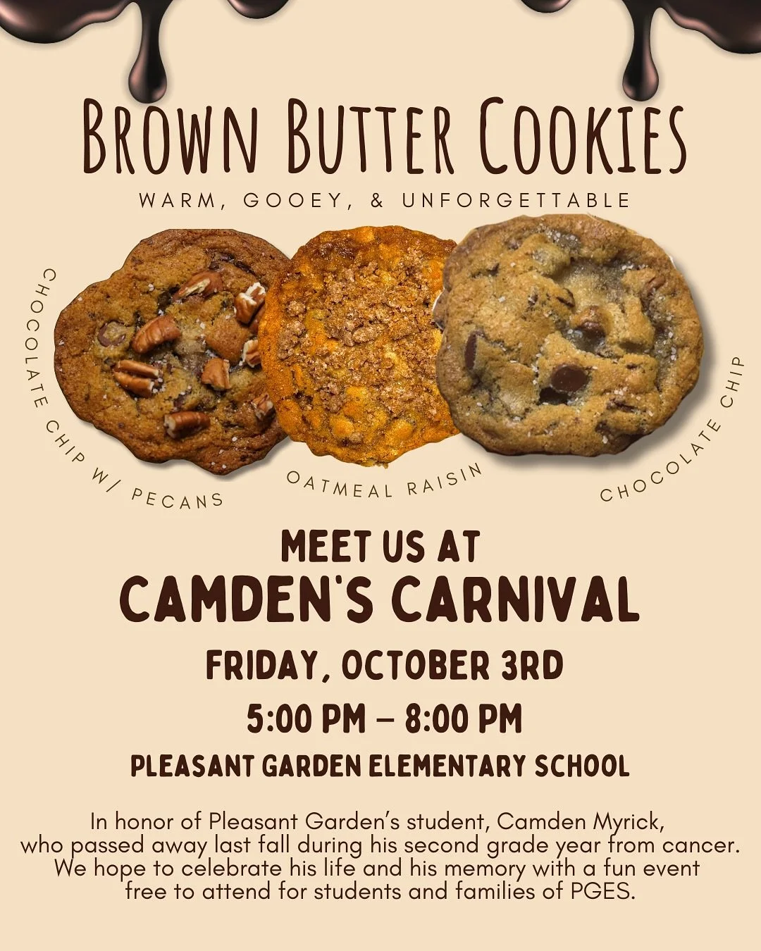 Swipe for more information about Camden&rsquo;s Carnival 🎡! See you and your loved ones soon!

🍪 We&rsquo;ll be inside the gym 
📍 Pleasant Garden Elementary School
🎟️ FREE entry
Friday, October 3, 2025
5pm-8pm