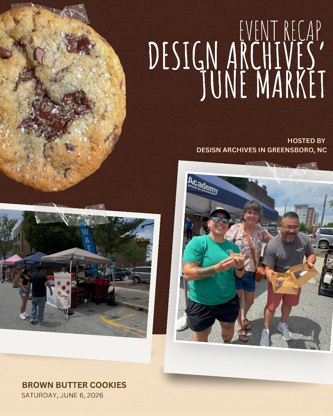 What a sweet day in downtown Greensboro with y&rsquo;all 🍪🤎! Thank you for helping us sell out of 3 flavors and for sharing all the sweet messages after taking your cookies home (if they even made it that far 😉). Drop us a review if it was your fi