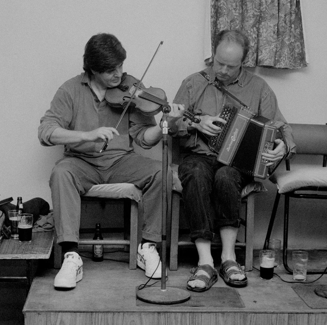 Paddy Glackin (left) and Conor Keane playing in Gleeson's of Coore, 1995.