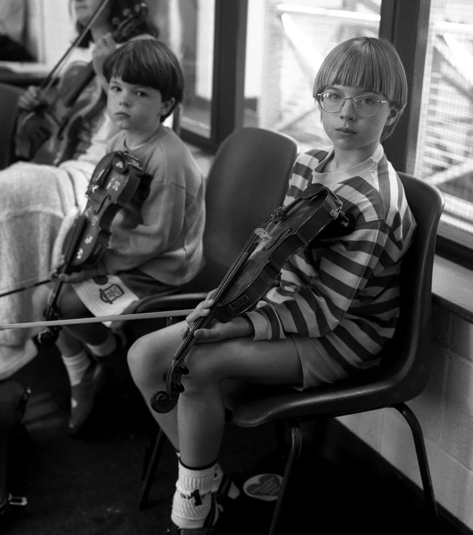 Young students in Aoife O'Connor and Aoife O'Keeffe's fiddle class, 1997.
