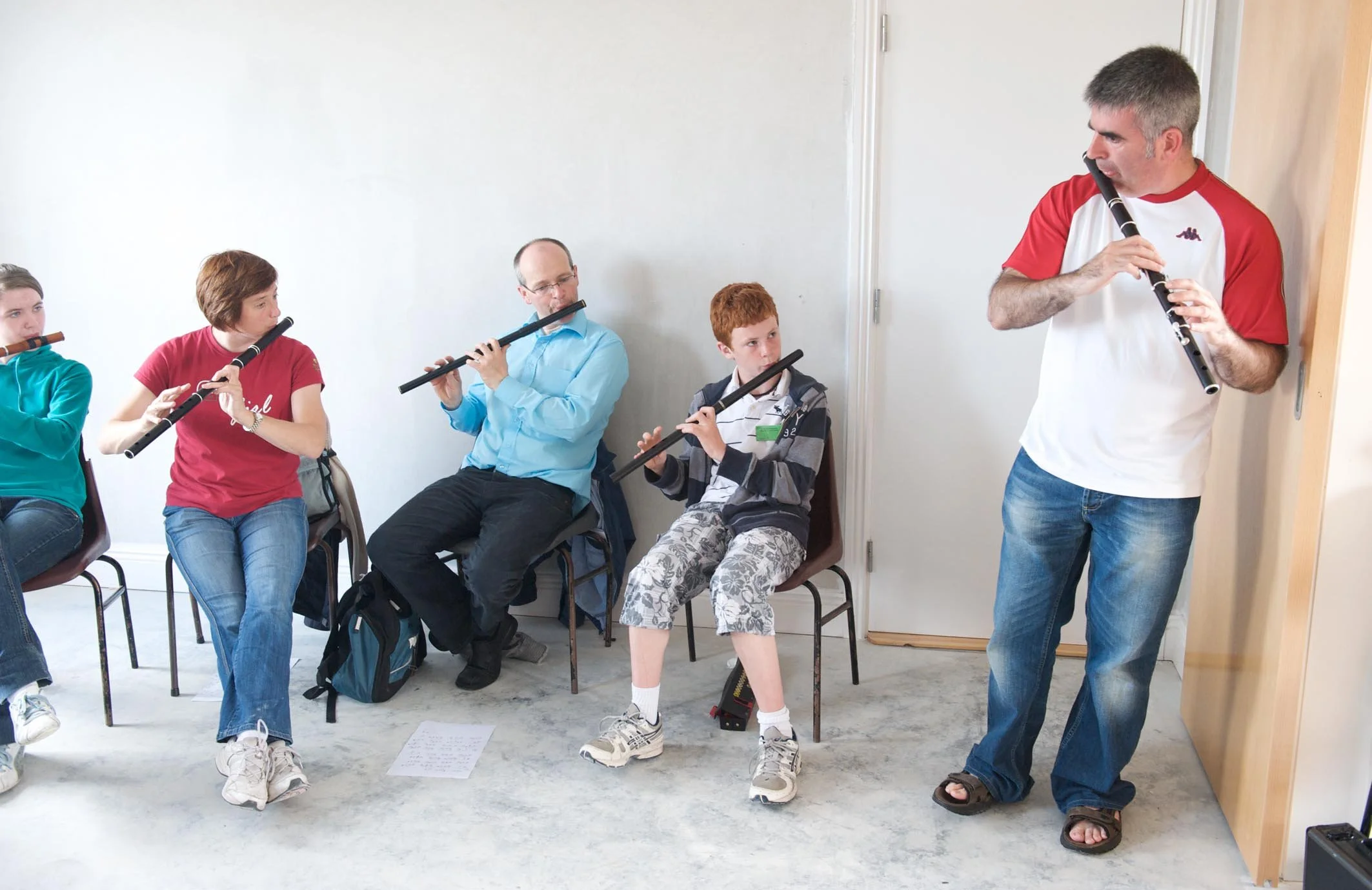 John Wynne (right) with his flute class 2009.