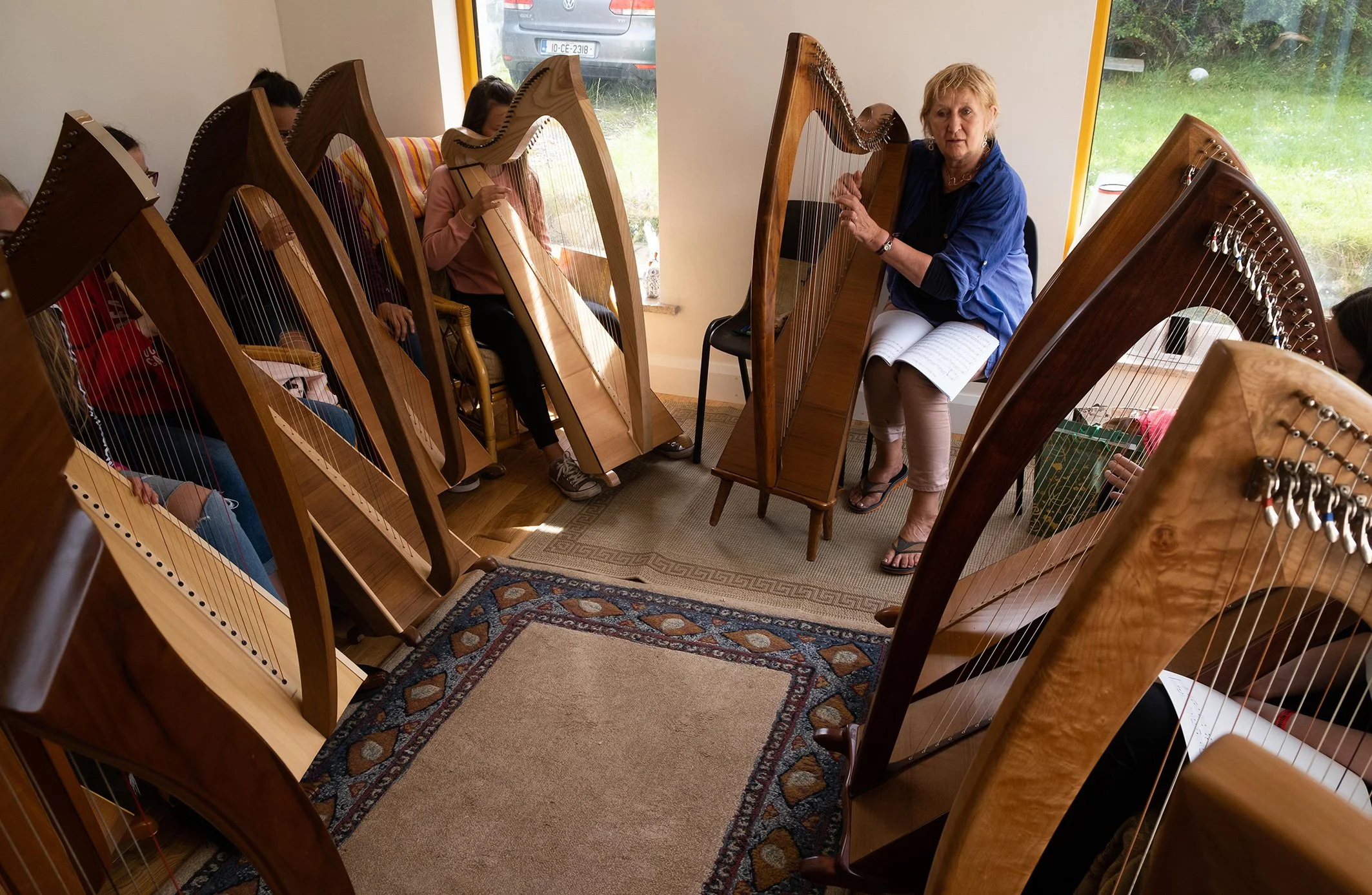 Kathleen Loughnane with her harp class 2019.