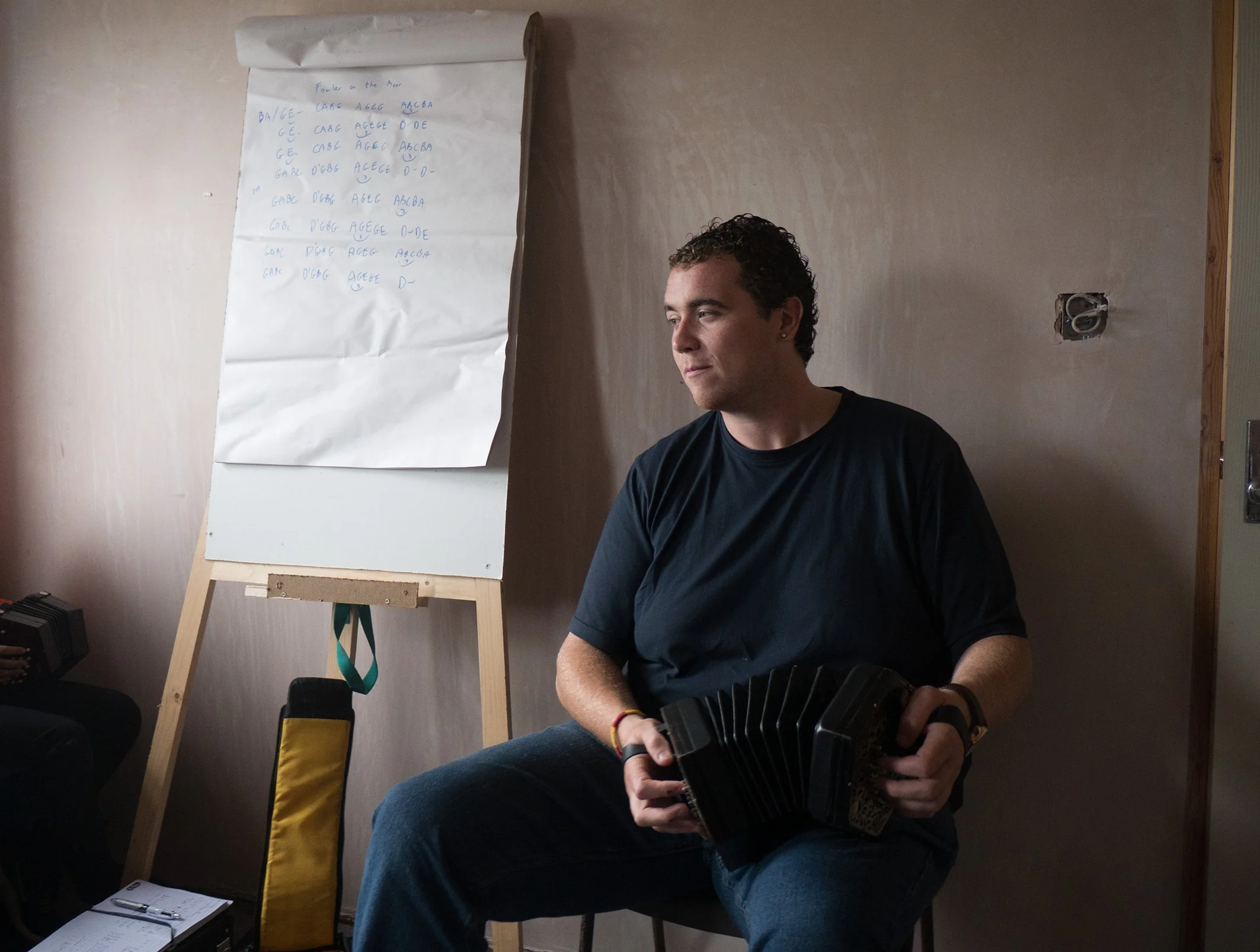 Liam O'Brien playing a tune for his concertina students 2017.