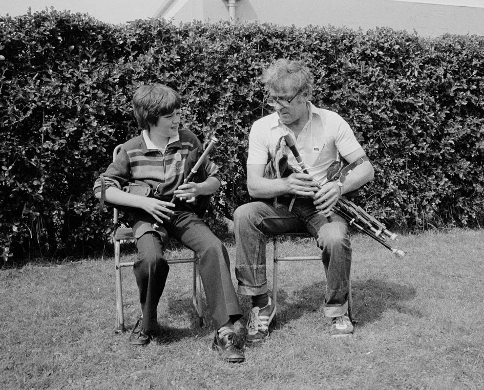 Seán Potts playing with his son Séan Óg in the mid 1970s.
