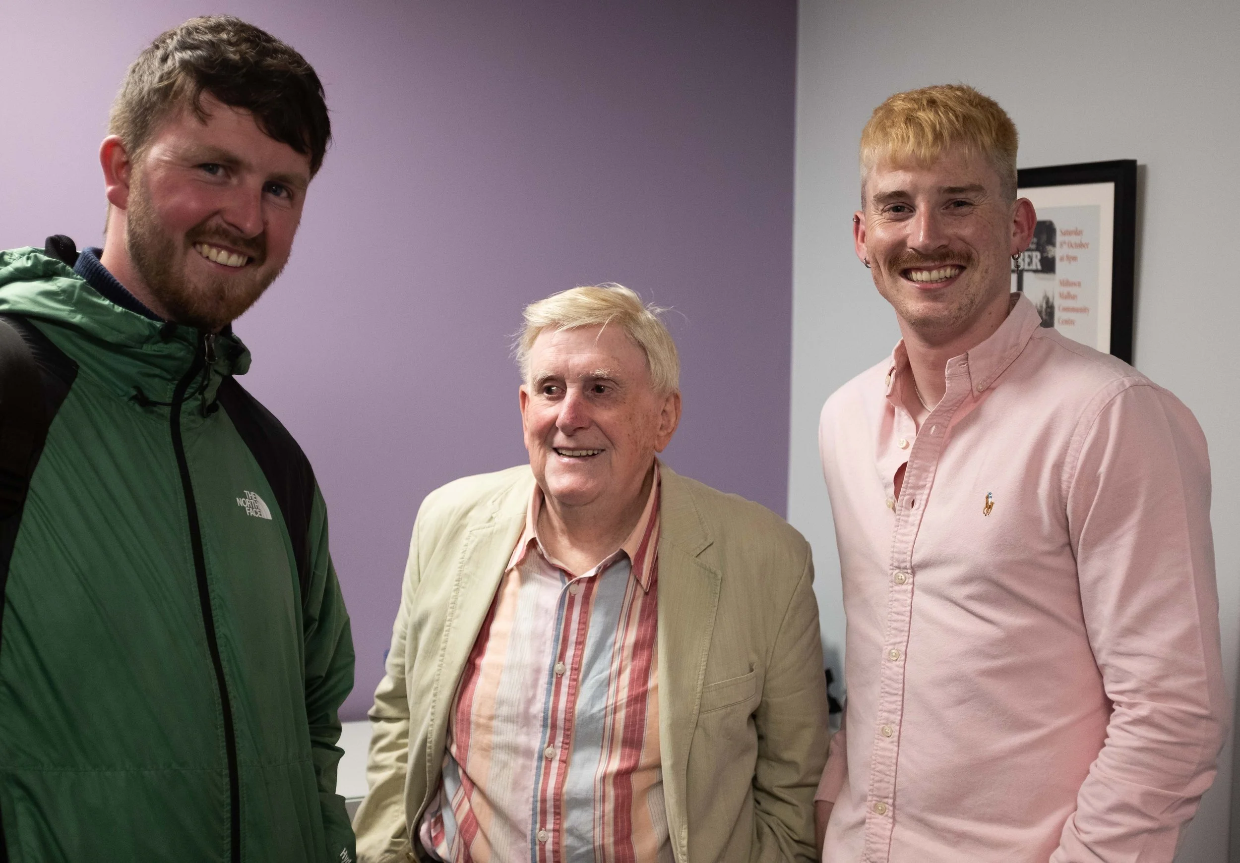 Diarmuid Ó Meachair, Bobby Gardiner and Conor Connolly backstage during the accordion recital 2023.