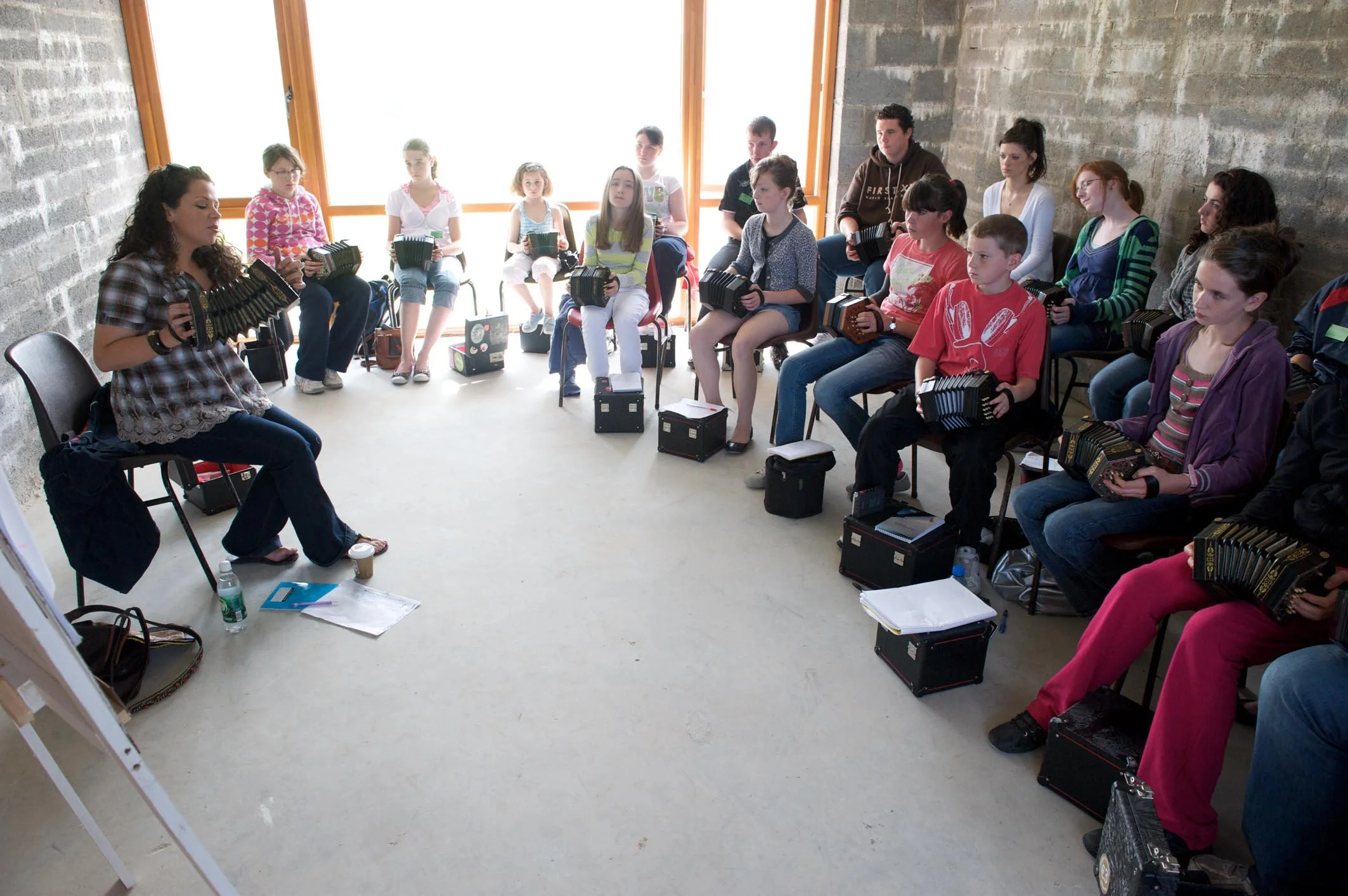 Michelle Mulcahy with her concertina class 2009.