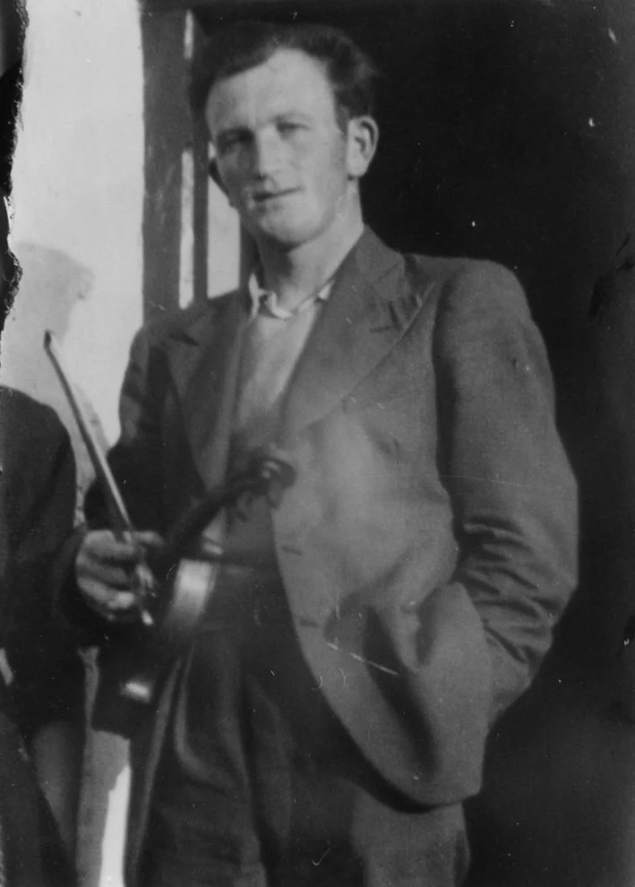 Bobby Casey, pictured in his 20s. He enjoyed a close friendship with Willie Clancy and they emigrated to London in 1952 together in search of employment during the post war boom there. Willie returned home a few years later but Bobby remained in the 