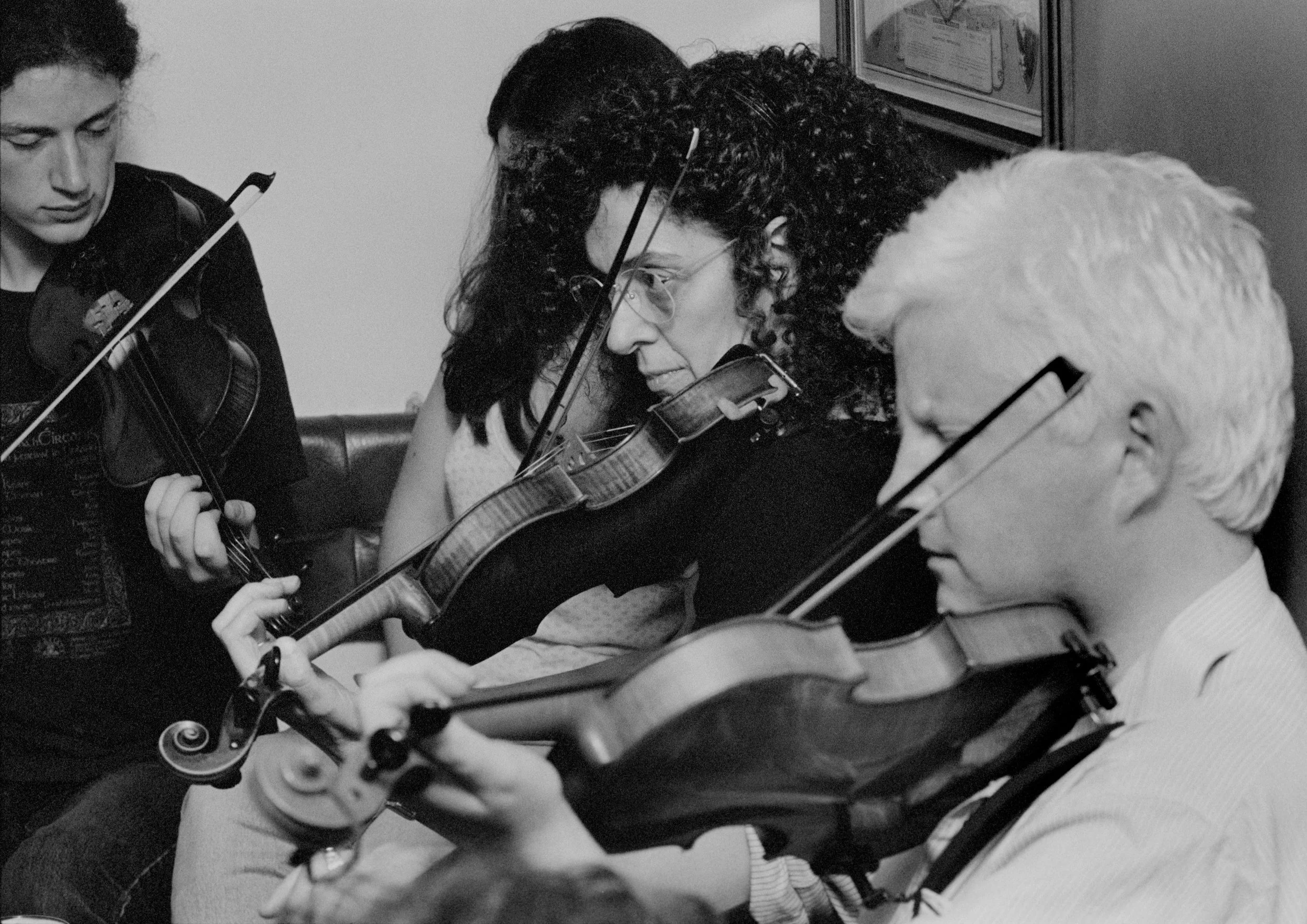 Connie Patten and Eamon McGivney playing in Queally's pub 1995.