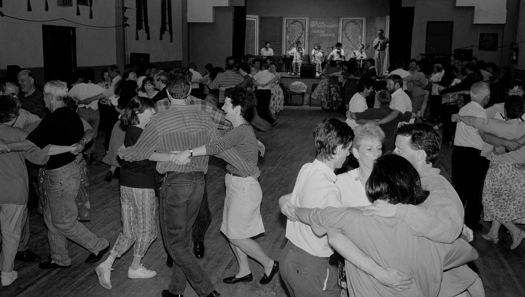 Set dancers at an evening céilí in the Community Hall 1993.