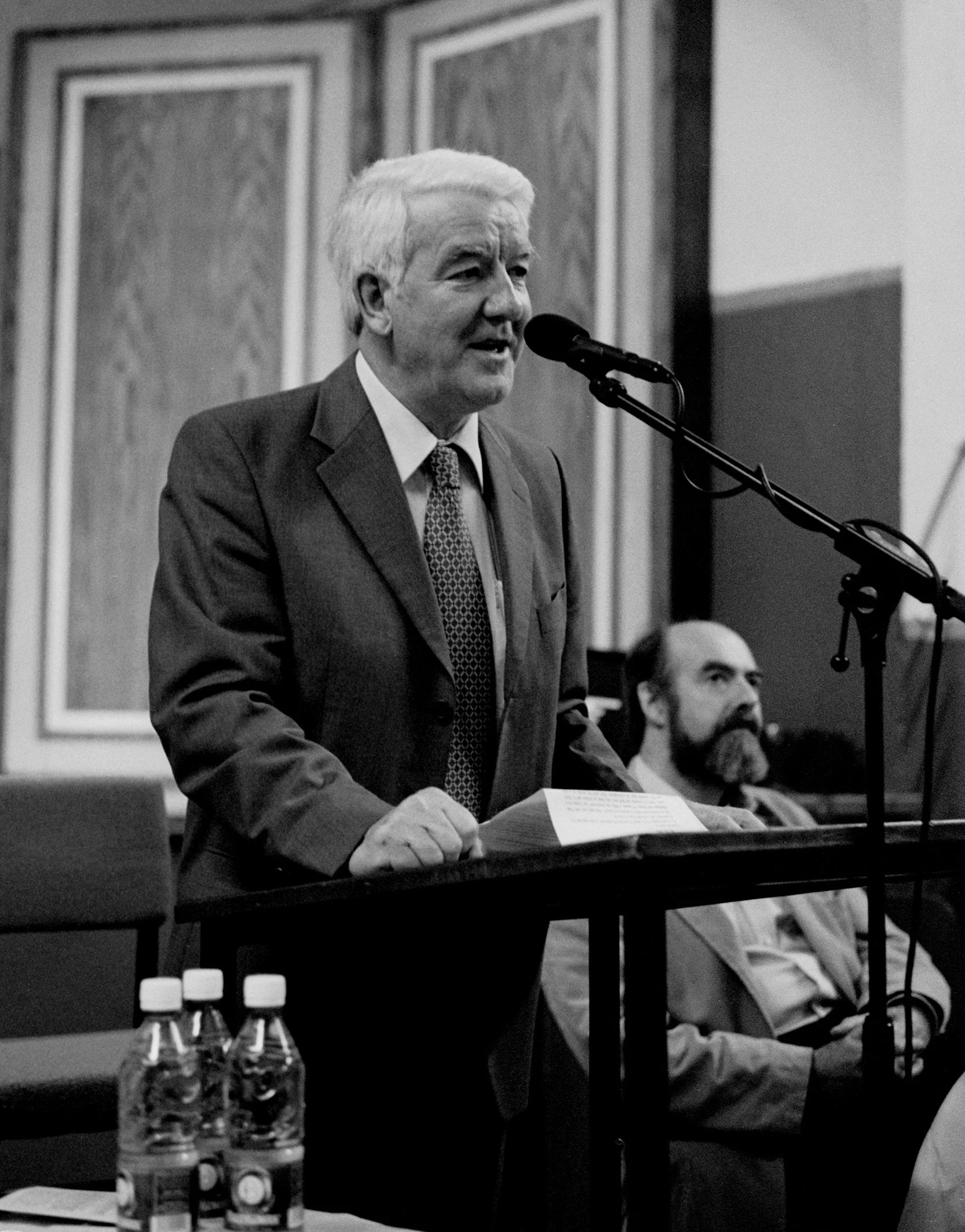 Mick O'Connor speaking at the opening of the 2003 summer school.