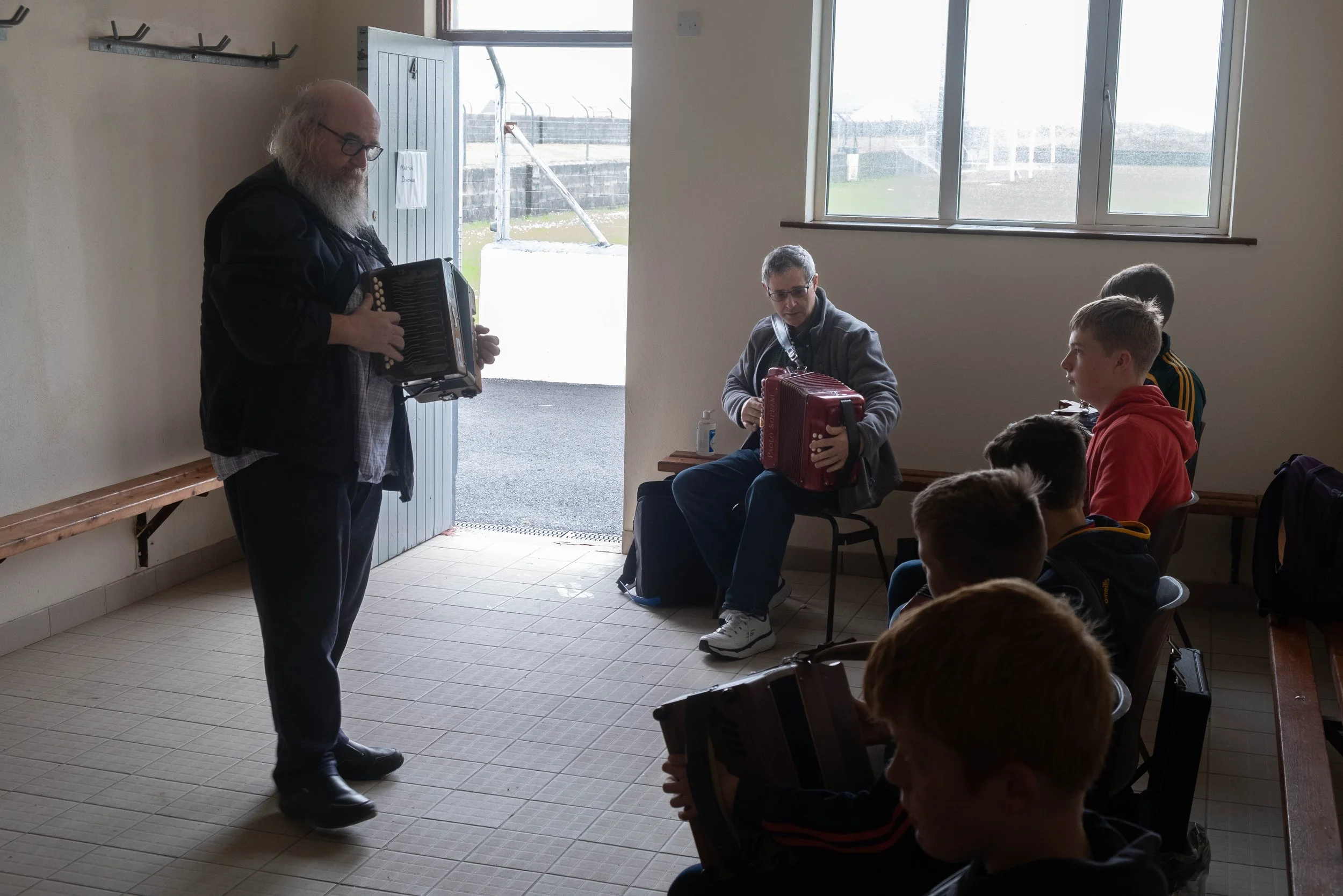 Martin Donohue with his accordion students 2022.