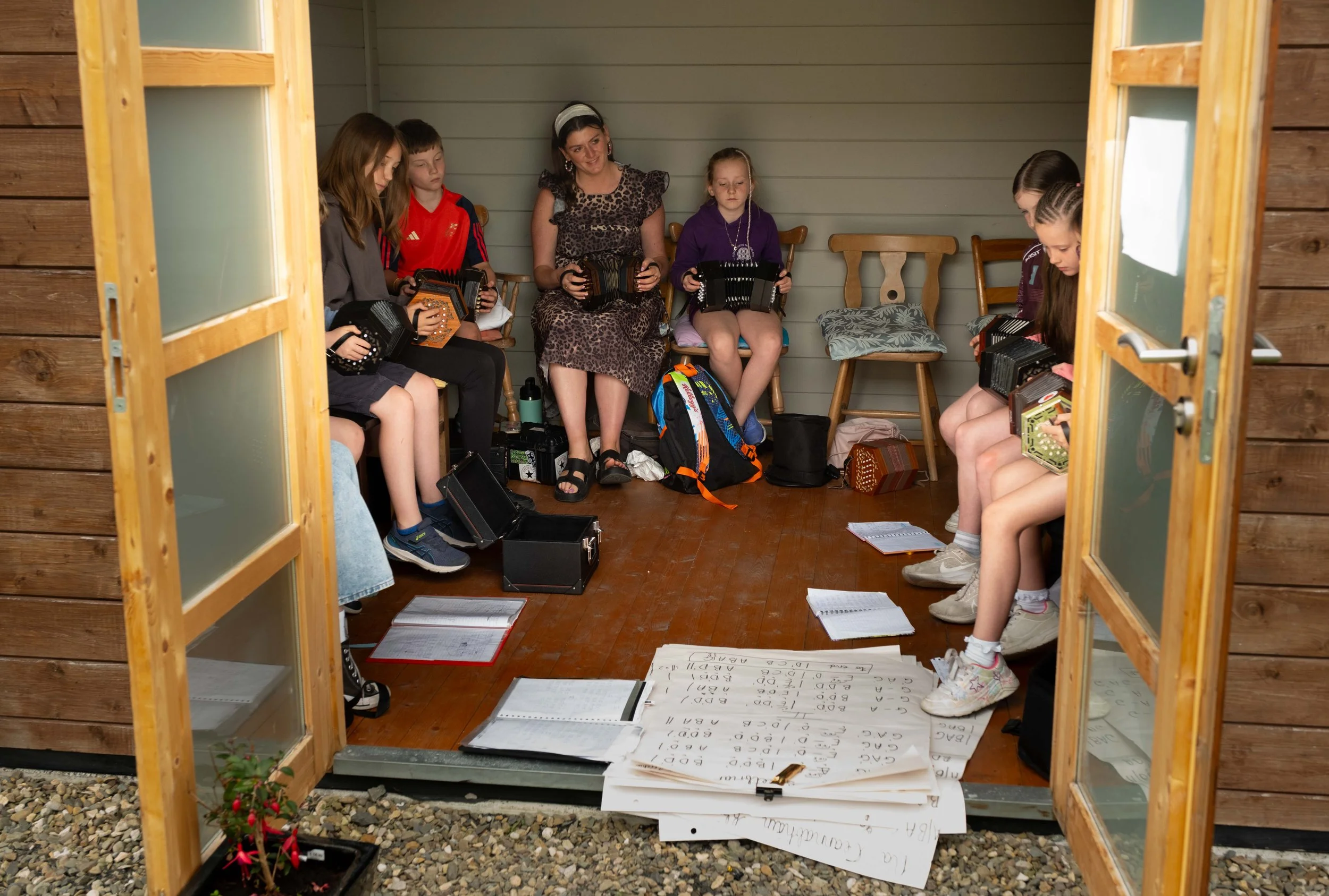 Meabh Mulligan with her concertina students 2024.