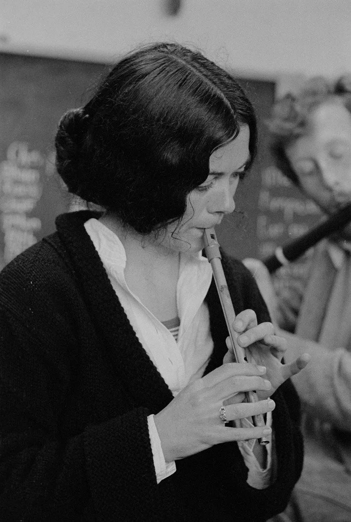 A student in Darach de Brún's whistle & flute class, 1976.