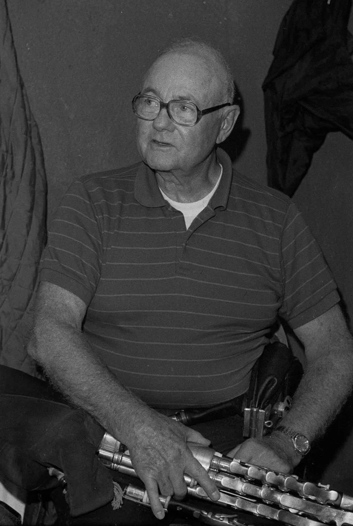 Joe Shannon prior to performing onstage at the uilleann pipes recital, 1986.