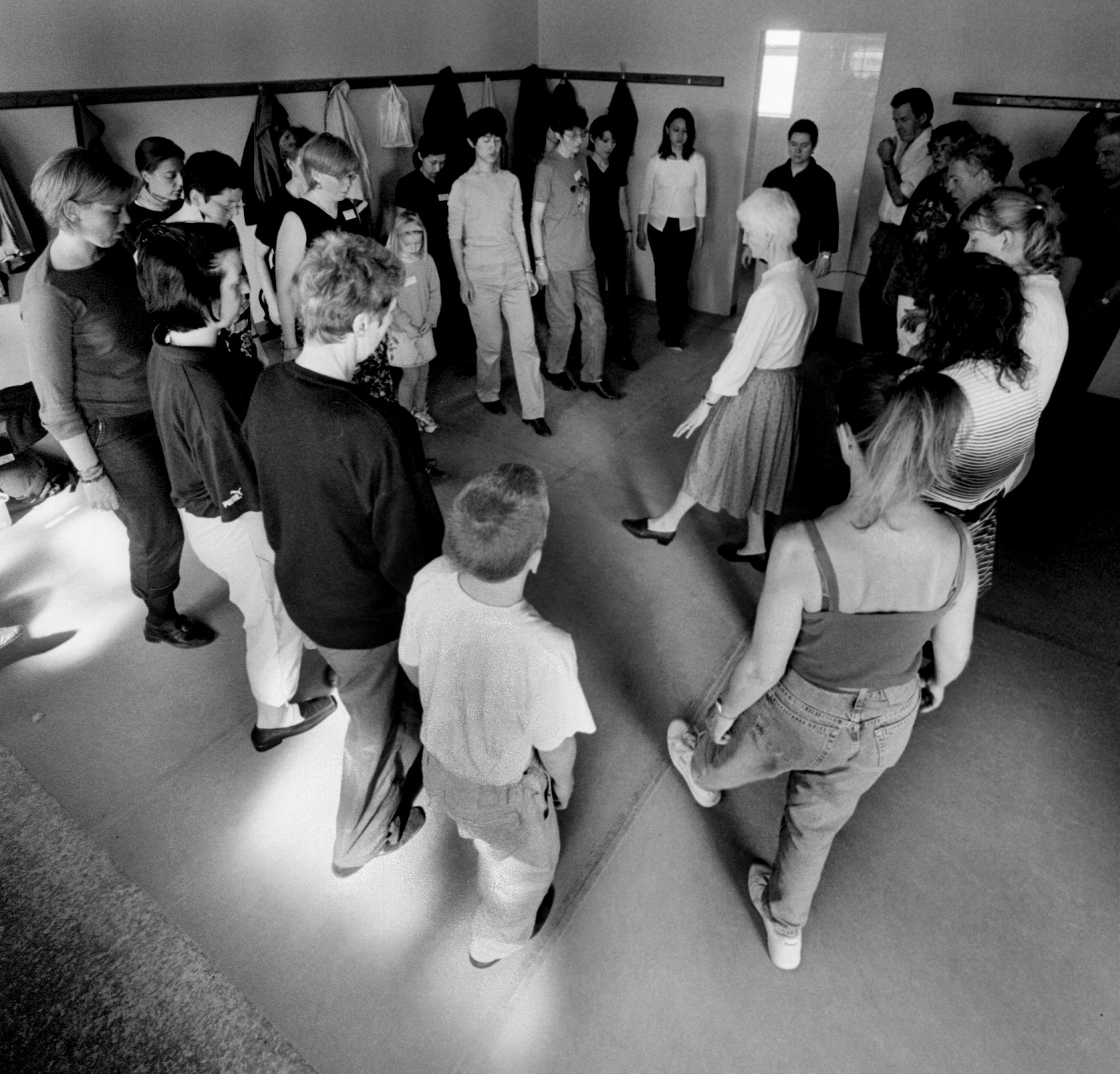 Celine Tubridy (centre, right) with her step dancing class 2002.