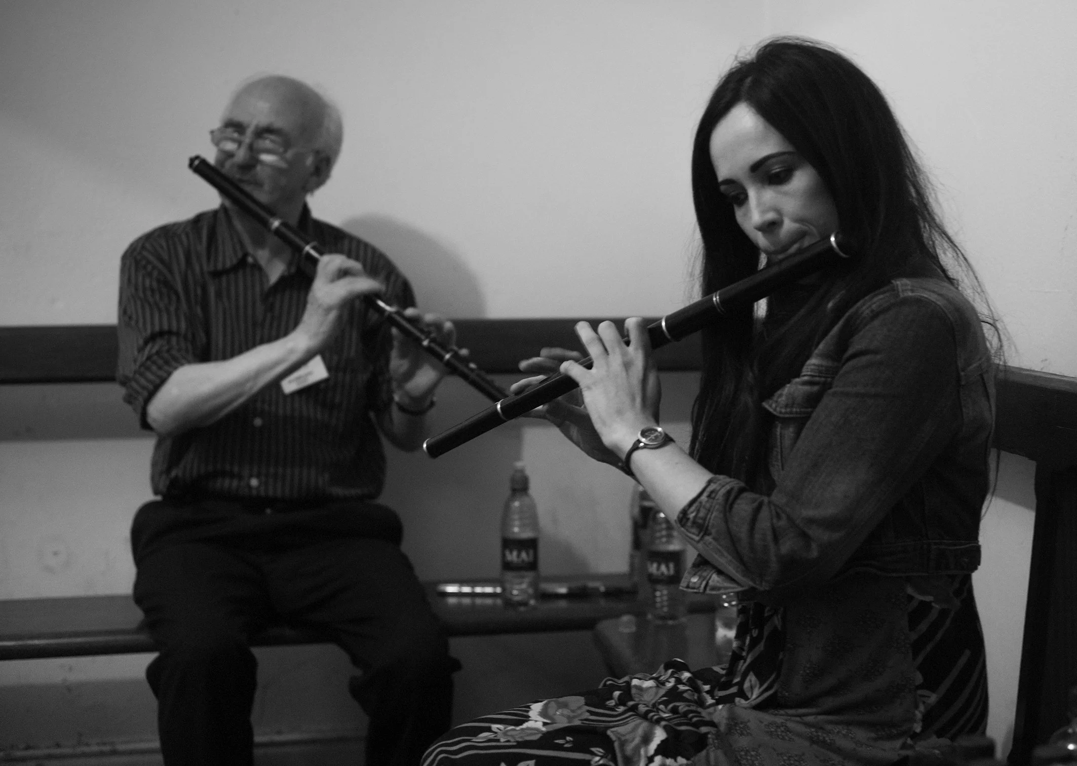 Cathal McConnell and Louise Mulcahy backstage at the 2013 whistle and flute recital.
