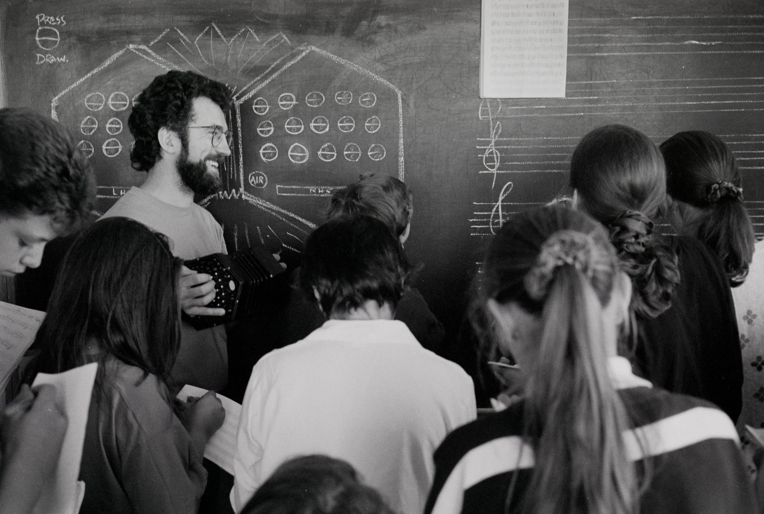 Noel Hill and his concertina students 1992.