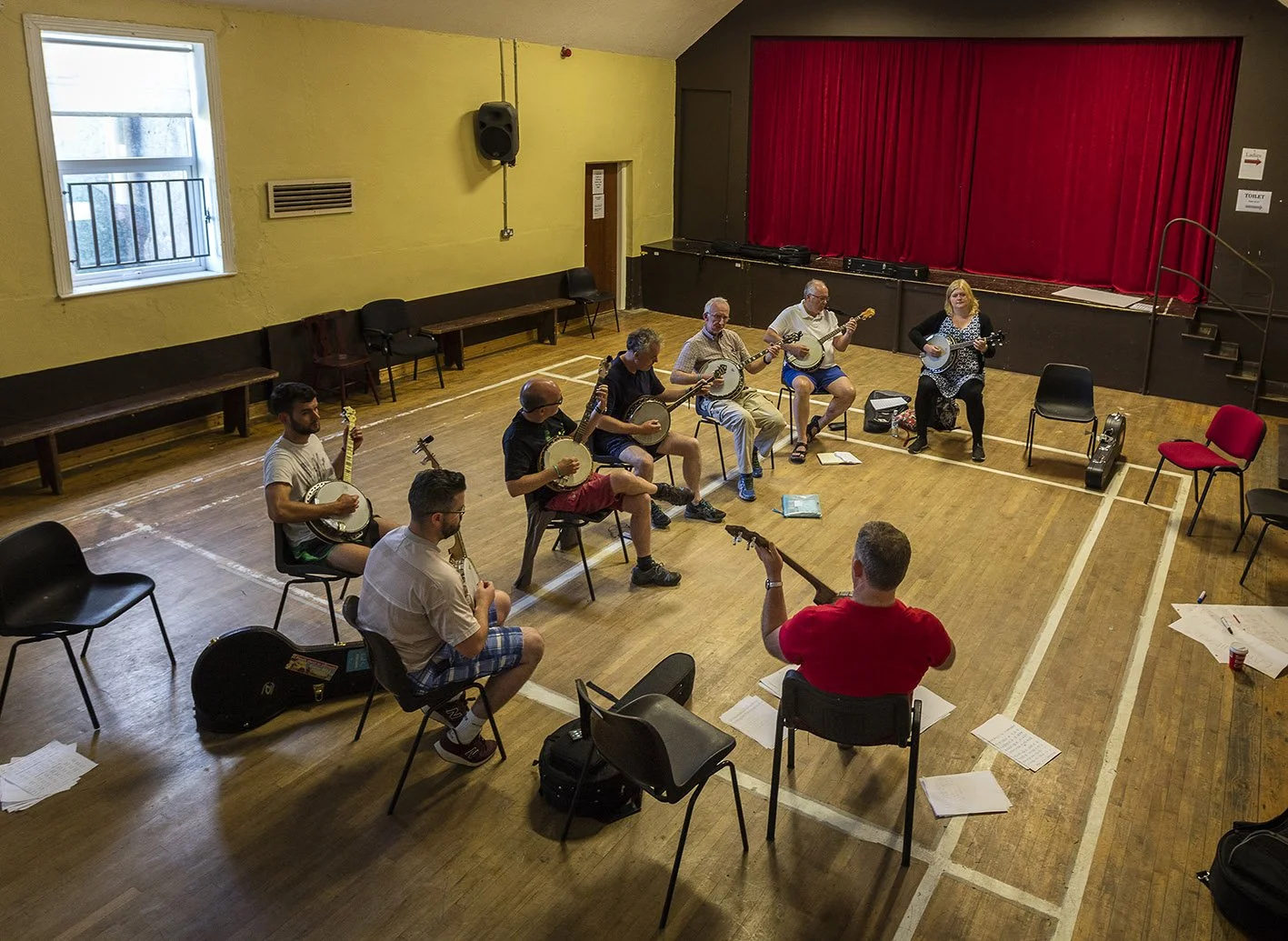 A banjo class in the community hall in Mullagh.