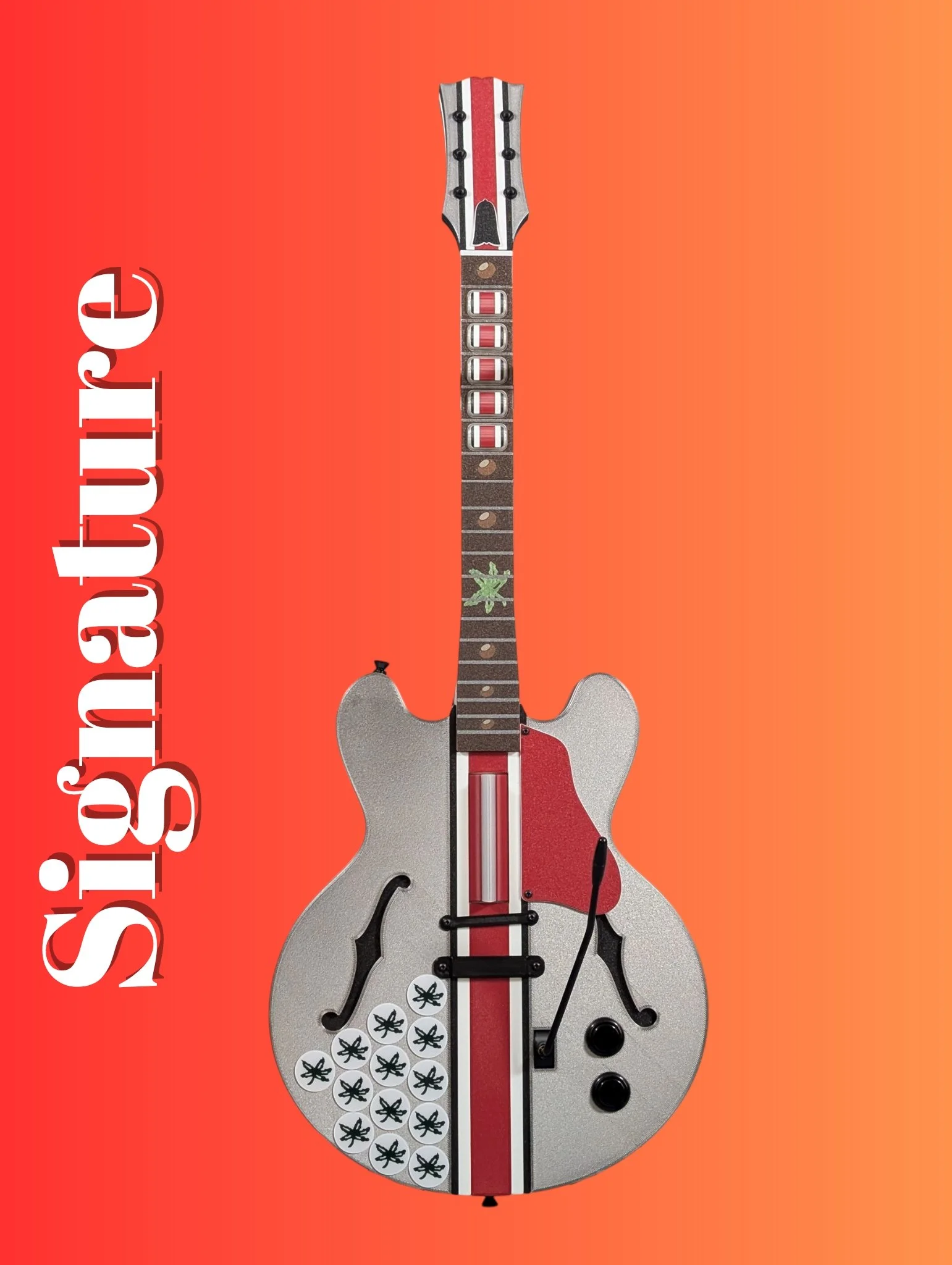 Ohio State guitar controller with bright leds glowing