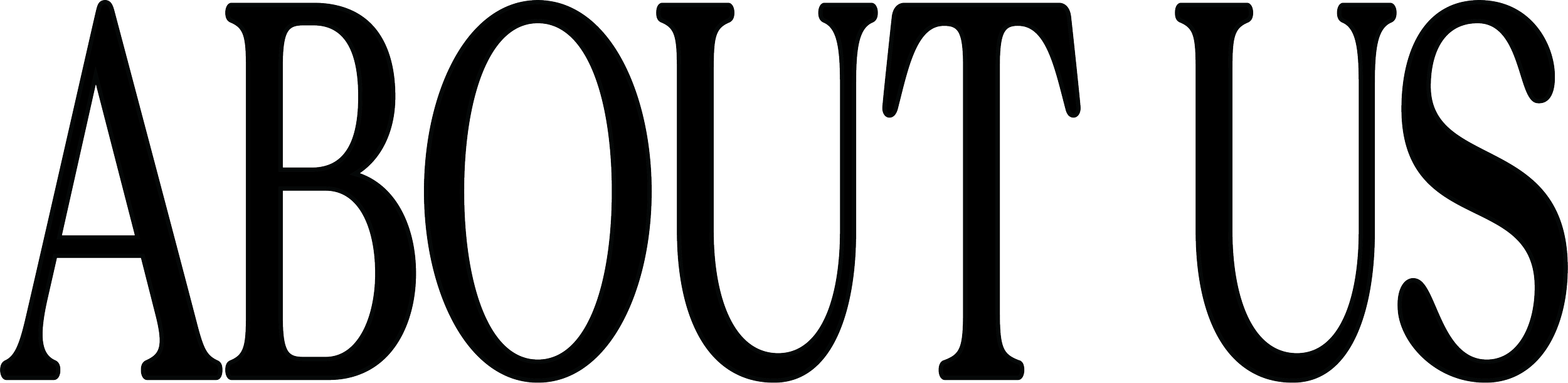 The logo features the word 'ABOUIES' in large, stylized, black outline letters.