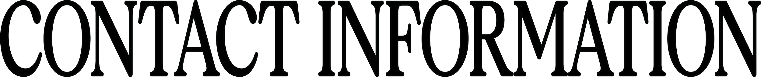 The image features a bold, black text that reads 'CONTACT INFORMATION' on a transparent background.