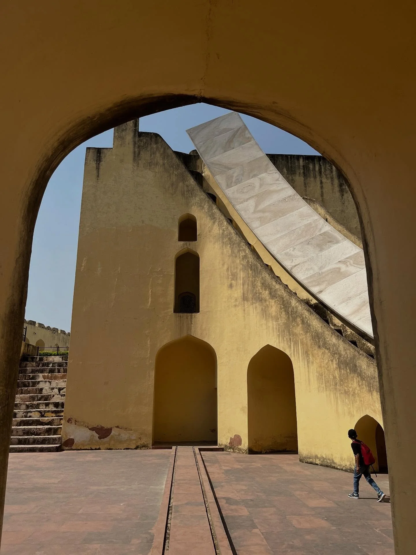 ~~~~~~~
Jantar Mantar - observatory 
This is astronomical observation site built in the early 18th century. It has the worlds largest stone sundial and its accuracy is within 2 seconds. The shadow moves at 1mm per second. Other interesting instrume
