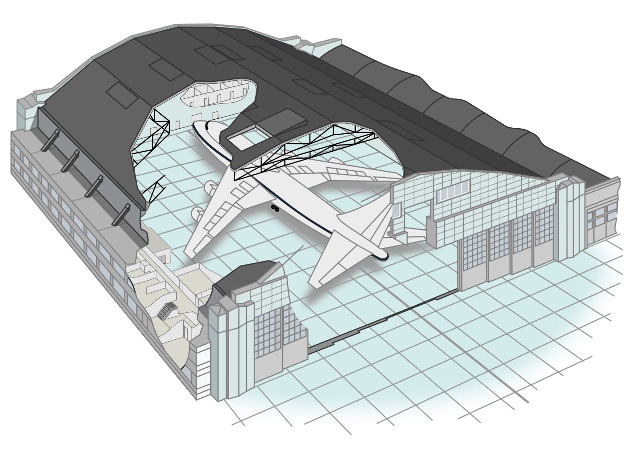 Climate control solutions designed for large-scale aerospace facilities and hangar environments requiring controlled conditions.