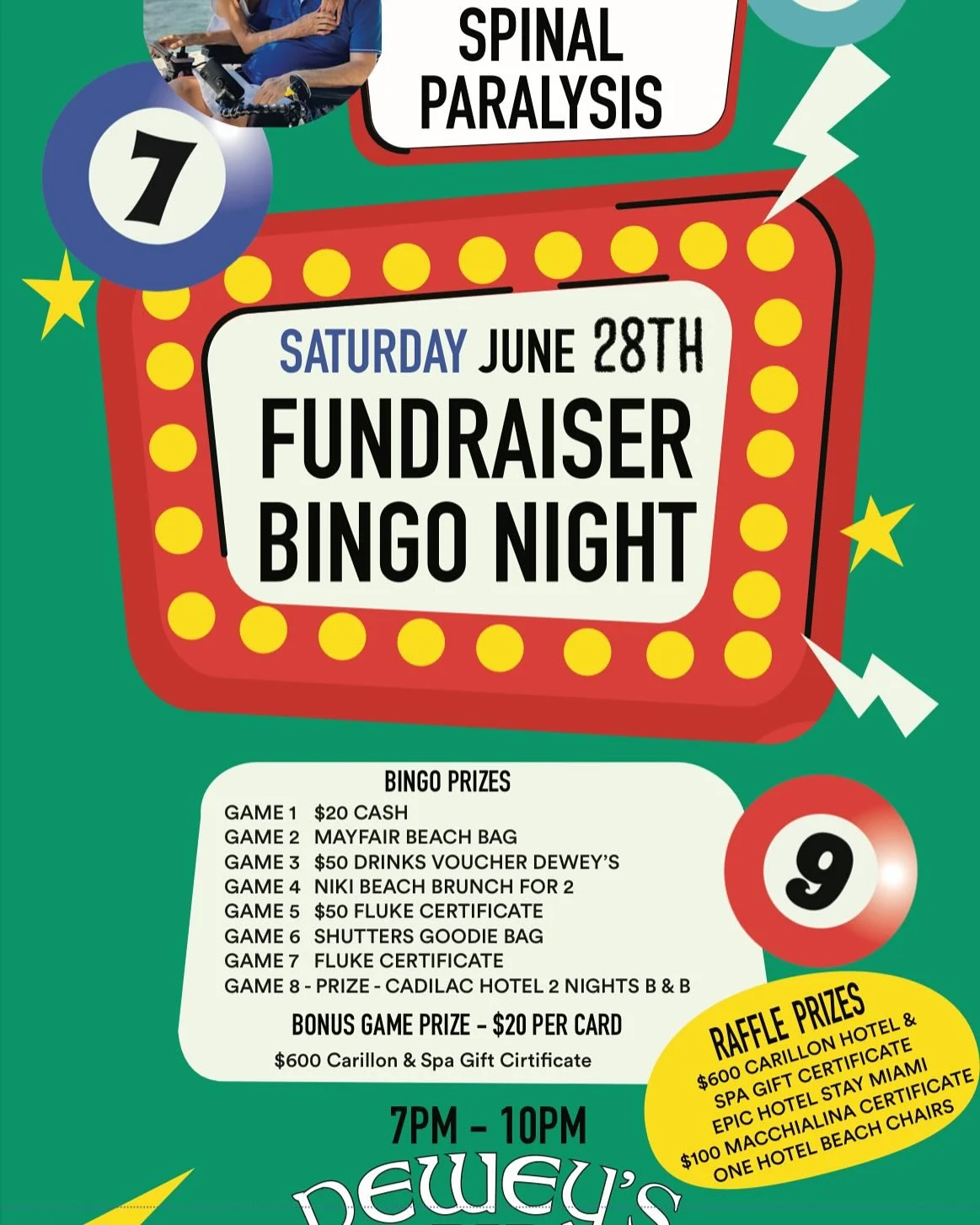 Please join us tomorrow night at Dewey&rsquo;s, to raise funds and fight spinal paralysis. Thank you to the team at Bondi Sushi and Dewey&rsquo;s for supporting this fundraising event.