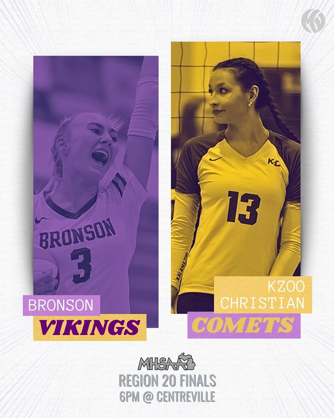 Thursday night, it&rsquo;s on. Regional match ups of ranked opponents Bronson vs Kalamazoo Christian and Mendon vs St. Philip will not disappoint. Who&rsquo;s taking home the hardware?!

#volleyball #mhsaa #michianavb #playoffs